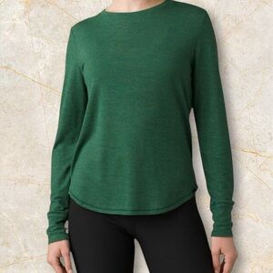 Prana Cozy Up Long Sleeve Green Sweatshirt Tee -Lg